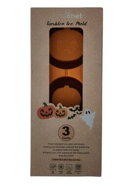 PrimeChef Pumpkin Ice Mold - Orange Silicone 3-Cavity